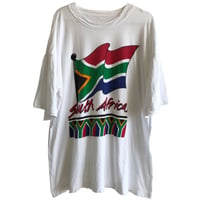 【vintage】"South Africa" flag T-shirts  - XL / white- (jt-218-48)