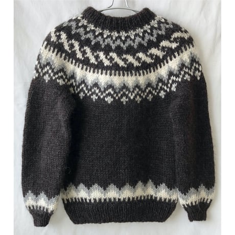 【80's island vintage】"THE HANDKNITTING ASSOCIATION OF ICELAND" nordic sweater -brown-(om-2212-6c)