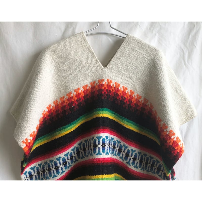 70'sヴィンテージ/メキシコハンドメイド/ネイティブ ウールポンチョ/グリーン 70'sヴィンテージ/メキシコハンドメイド/ネイティブ ウール