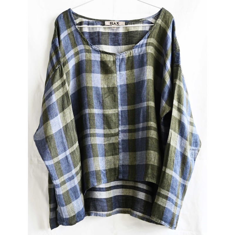 FLAX 100%リネン グレーシャツ PETITE 古着　ヴィンテージ FLAX 100%リネン グレーシャツ PETITE 古着 ヴィンテージ FLAX