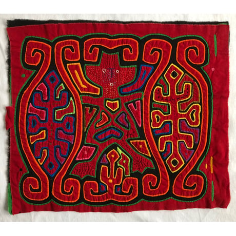 【Vintage made in panama】"MOLA" handmade tapestry/wappen/34×40cm / Red- (jt-223-20b)