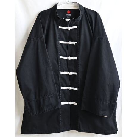 【80's Canada vintage】"SUPREME SPORTS INC" china jacket  -XL / black × white - (jt-239-4)