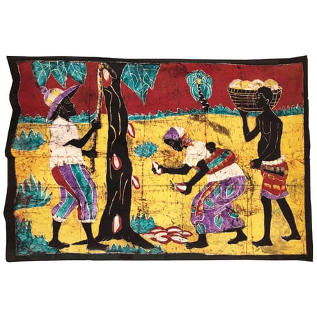 【africa vintage / handmade】"batik" native art tapestry  - 118cm×176cm-  (om-212-31)