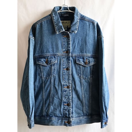 【90's vintage / Eddie Bauer】denim trucker jacket -XL / indigo blue- (jt-233-6)