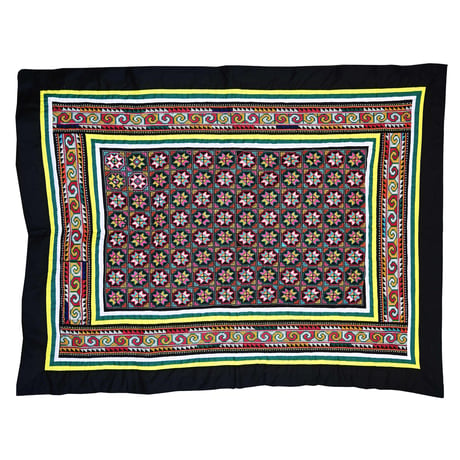 【vintage】"Hmong(モン族)" geometry octagonal star cross stitch tapestry -126×96cm/tribal art-(jt-233-15)