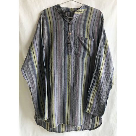 【80's Nepal vintage / Shri Ram International】no color pullover stripe shirt -XL / multi- (jt-227-1g)