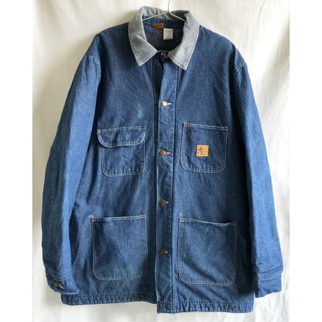 【70's vintage /made in USA】"BIG BEN" blanket  liner denim coverall -44・LONG / indigo blue-(jt-227-4)