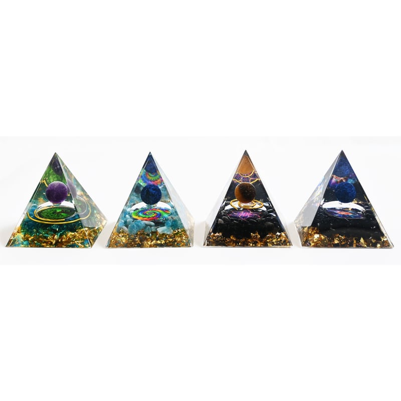 orgonite crystal pyramid object -obsidian × pur