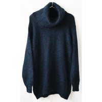 ○【80's Vintage】"JEANNE PIERRE"mohair turtle neck sweater - Lady's M /dark green-(p-2510-28-2)