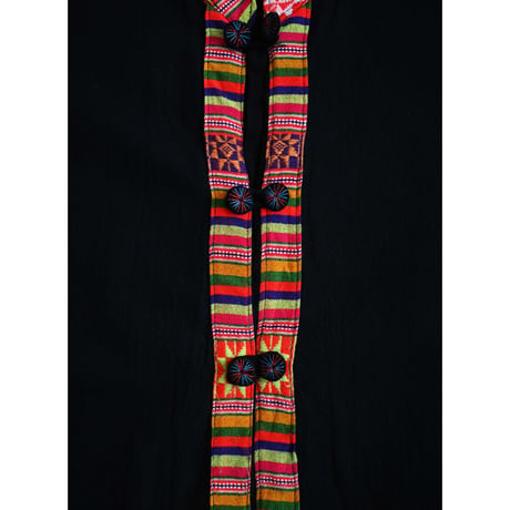 【70's  vintage / made in Thailand】"Hmong/モン族" tribal embroidery jacket -M / black- (jt-264-6-33)