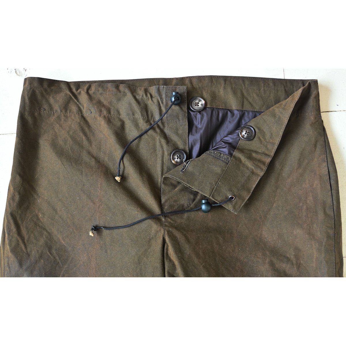 デッドストック　00s barbour イングランド製　オイルドオーバーパンツ 90年代 90s バブアー イングランド製 カーキ オイルドコットン