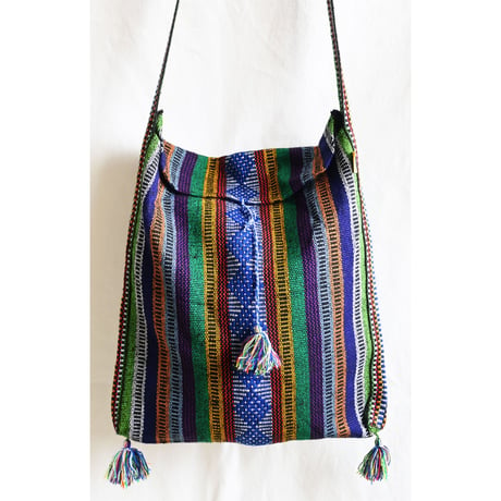 【 vintage / made in Mexico】"PINZON" geometric pattern shoulder bag -multi color- (om-234-21)