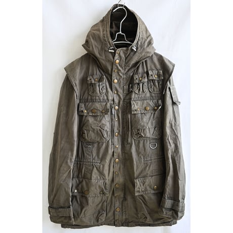 【collaboration】"Barbour × TOKITO. Beacon" vintage Hunting Jacket -L / olive- (jt-233-2)