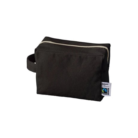 “FAIRTRADE COTTON” canvas zipper pouch -M / night black- (hg238-5)