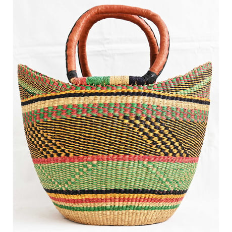【hand made in burkina faso/ghana】bolga-marche bag /burkina-basket/rasta-color/41×35cm/africa/M-242-7