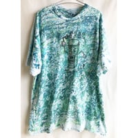 【vintage / Fruit of the Loom】"fire in the hole!" hand paint tie dye art T-shirts -2XL- (jt-227-3-22)
