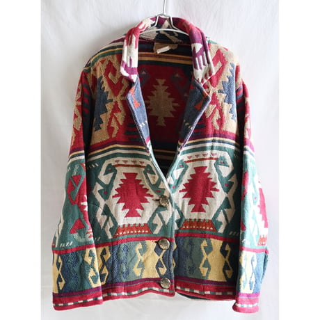 【80's vintage/ made in USA】"Painted Pony" native whole pattern jacket -XL /multi- (jt-233-12-9)