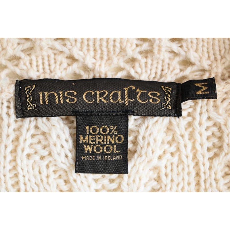 90&#39;s Made in IRELAND inis crafts cardigan カーディガン メリノウール ローゲージ ホワイト系 サイズM レディース ヴィンテージ 8 vintage/made in Ireland】