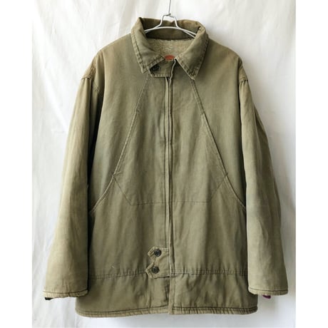 【70's vintage/made in CANADA】"ARTIC KING" boa & quilting work jacket -46 / khaki- (jt-2211-3)