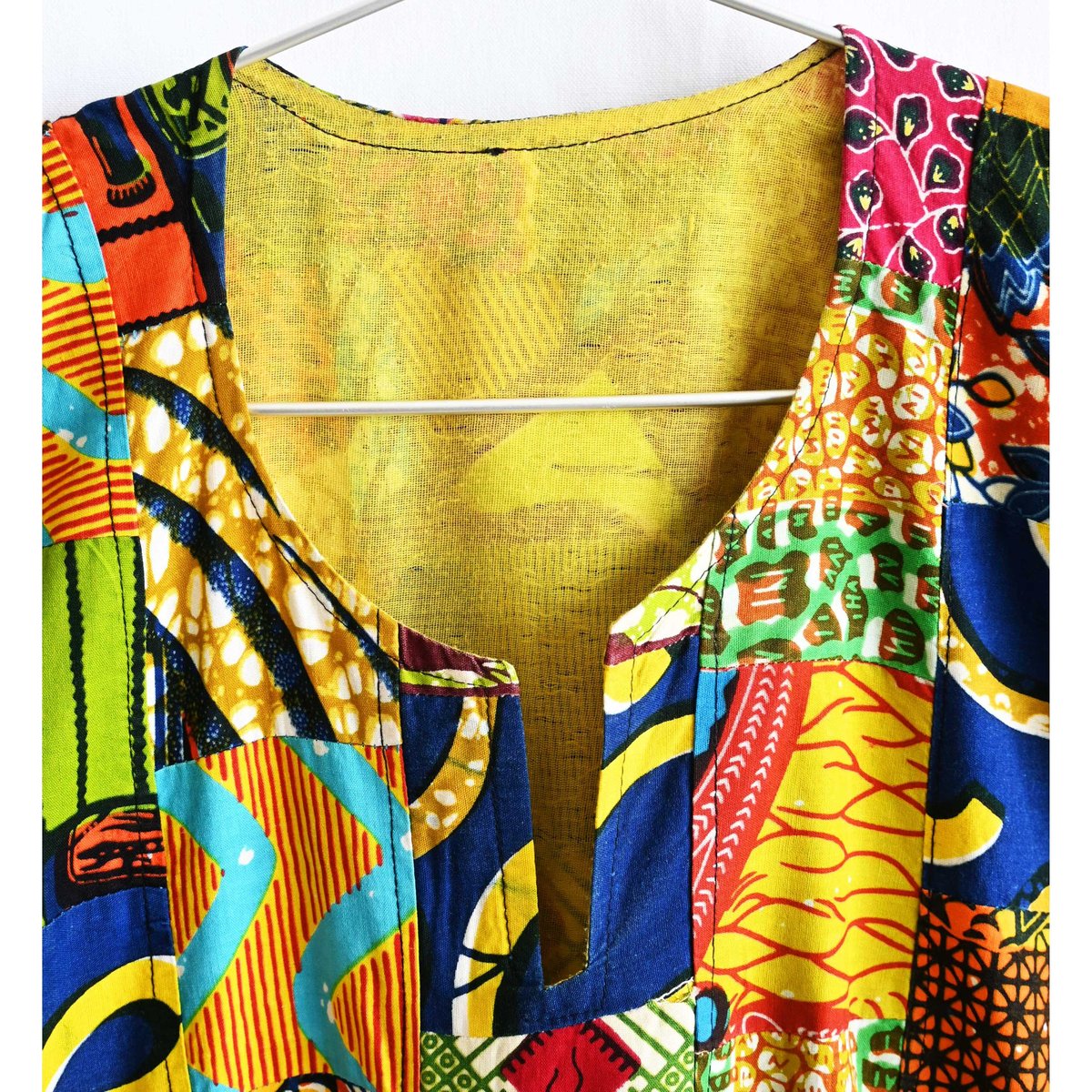 90's VINTAGE】african batik patchwork one-piece