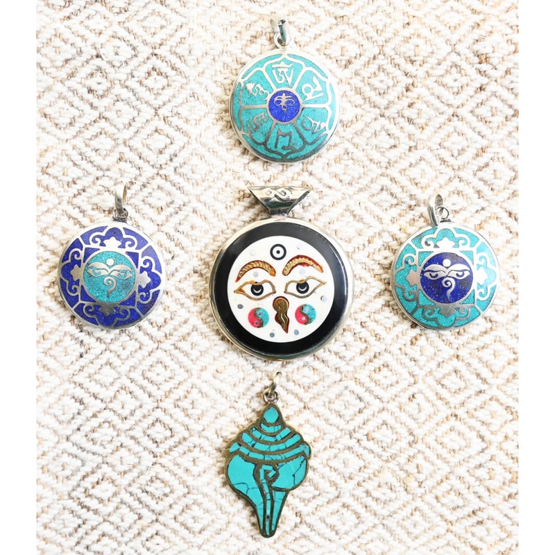 Made in Nepal】buddha-eye mandala inlay pendant