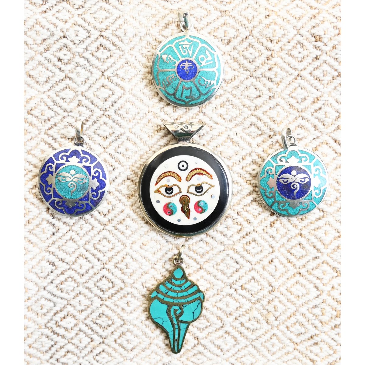 Made in Nepal】buddha-eye mandala inlay pendant