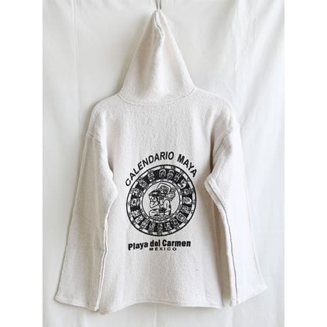 【80's vintage / playa de Carmen】CALENDARIO MAYA "baja" cotton mexican parka -lady's- (jt-040)