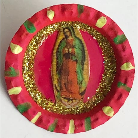 【Mexico handmade】"guadalupe" bottle cap remake badge (M-231-6c4)
