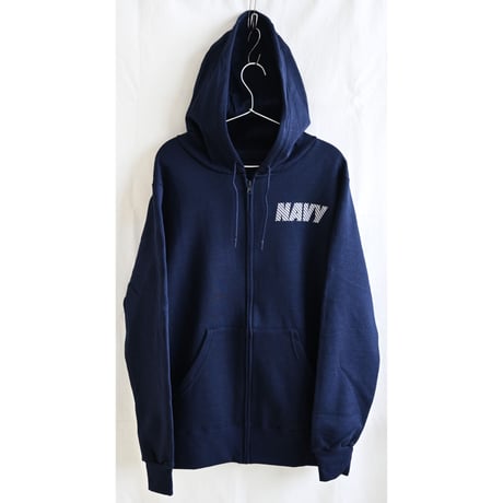 【U.S.NAVY/US made】 "SOFFE" uniform physical training  zip up hoodie sweat -M / dark navy- (q-238-2)
