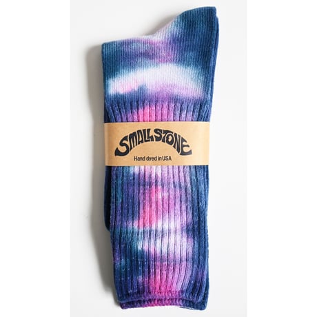 【SMALL STONE】tie dye socks -men's & lady's・2 size / purple & navy- (ev-235-2)
