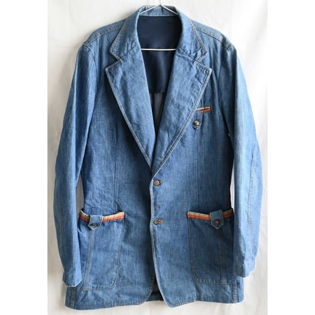【70's vintage / made in USA】"Lee Set" denim norfolk jacket -L / indigo- (p-242-4-2)