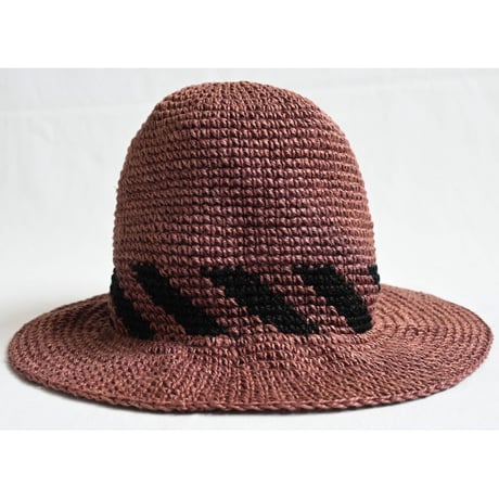【used / UN TANTINO】natural jute hat -60cm / brown × black-