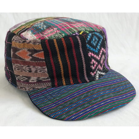 【70's  vintage / made in Guatemala】crazy pattern native cap -XL- (p-232-2)