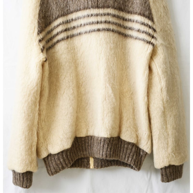 アイスランド製 ユーロ ビンテージ ウール シャギーニット ジップ ジャケット 70's vintage / made in Iceland】
