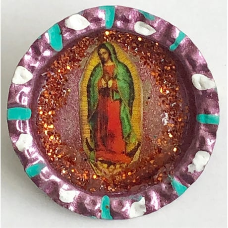 【Mexico handmade】"guadalupe" bottle cap remake badge (M-231-6c8)