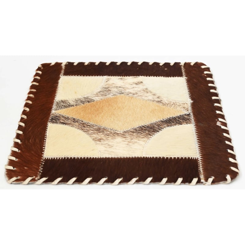 ハラコ 本革 パッチワーク ラグ