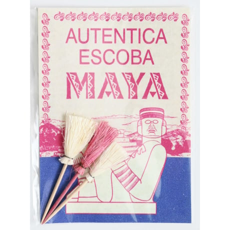 【made in Mexico】"Maya" amulet broom -white × pink- (M-242-17)
