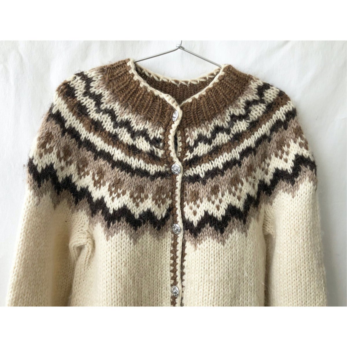 美品　エンフォルド　現行　シルク　カーディガン　ボックスレイヤード　ホワイト　M 70's vintage/ Iceland handmade】