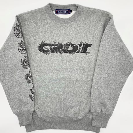 CREDIT "BARBED WIRE SKULL DEVILL "  CREW NECK SWEAT・GRAY