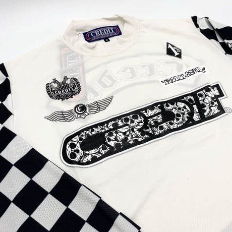 CREDIT "Vintage Racers" メッシュジャージ・ホワイト/チェッカー・日本製