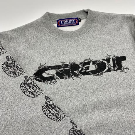 CREDIT "BARBED WIRE SKULL DEVILL "  CREW NECK SWEAT・GRAY