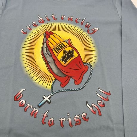 CREDIT "PRAYING HANDS" COTTON・  L/S TEE ・ BLUE GRAY