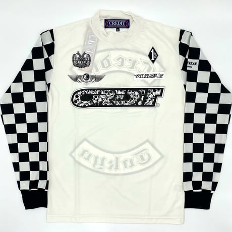 CREDIT "Vintage Racers" メッシュジャージ・ホワイト/チェッカー・日本製