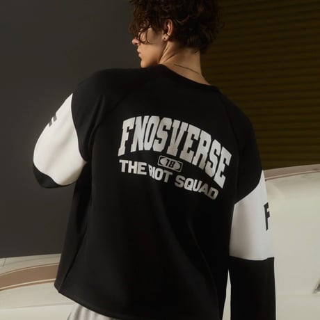 JS7 - MONOCHROME "18" JERSEY BOXY SWEATER - BLACK/WHITE