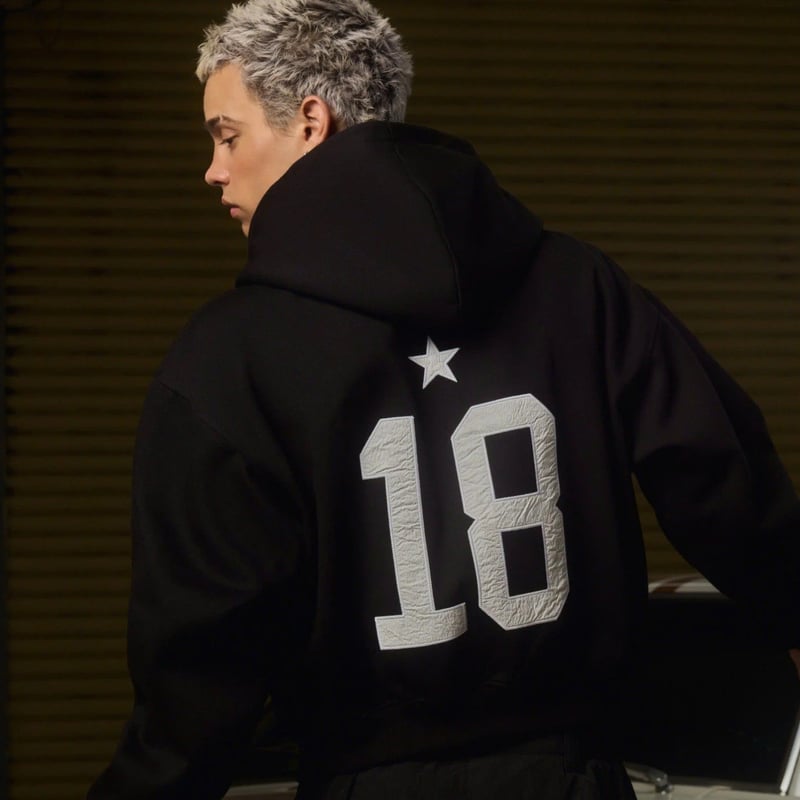 HD10 - BALANCE NUMBER DOUBLE ZIP HOODIE - BLACK