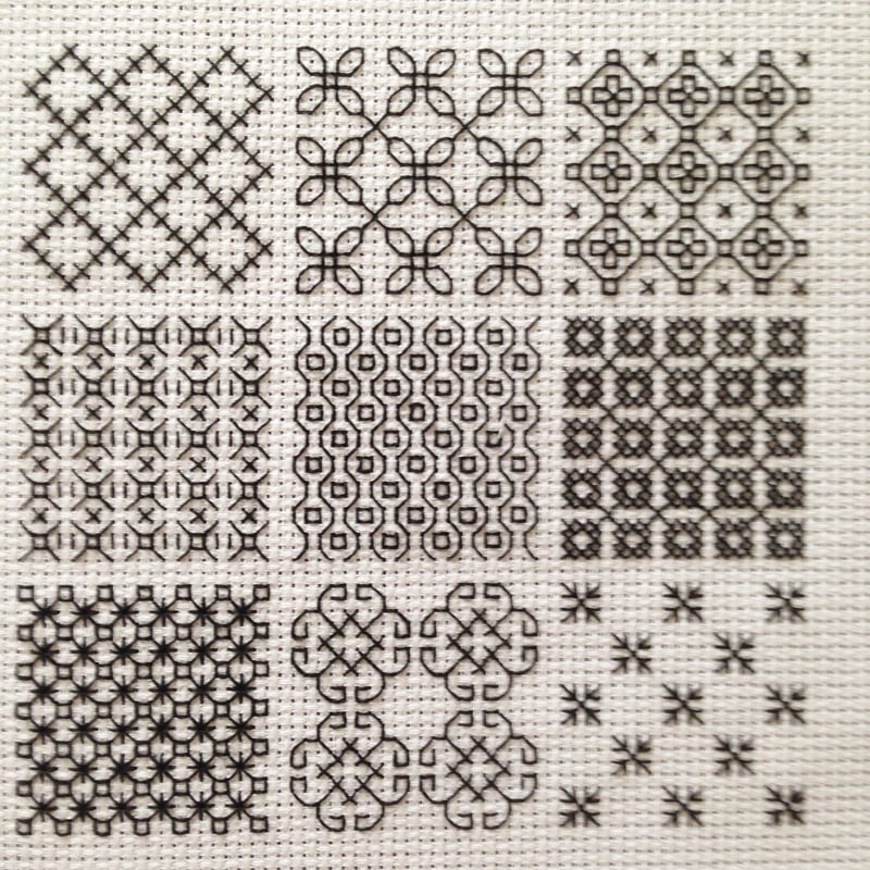 101)【初めてのブラックワーク刺繍 STEP1 】9つのパターン・レッスン 