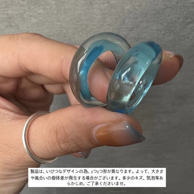 blue glass ring 6,7,8,9,10号 | yurikaakutsu
