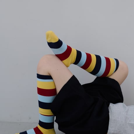 merino border socks / merino logo socks