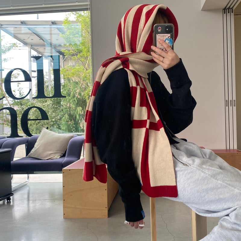 Merino Wool Check Muffler | yurikaakutsu