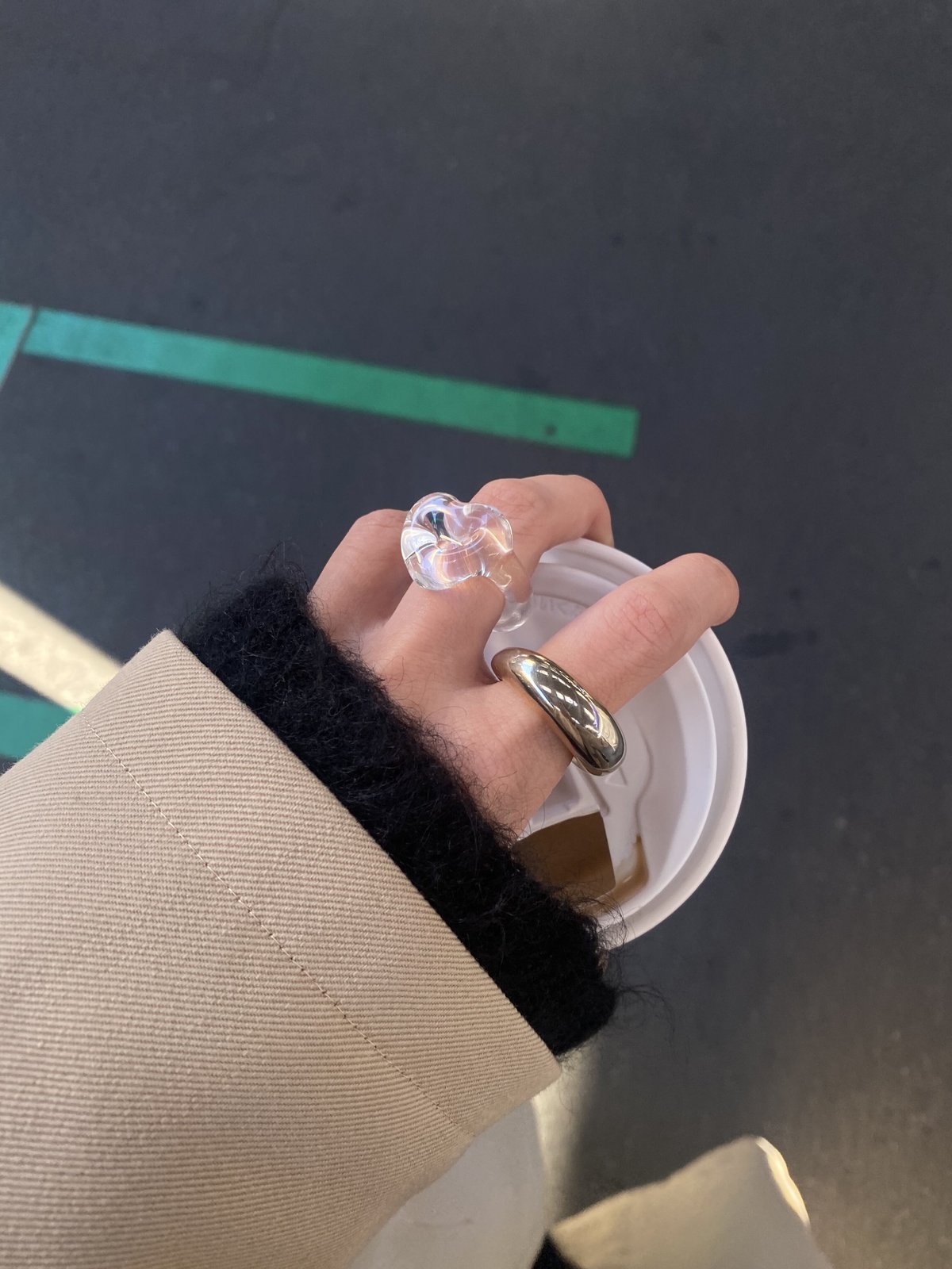 ho.clear glass heart ring ho.clear glass heart ring